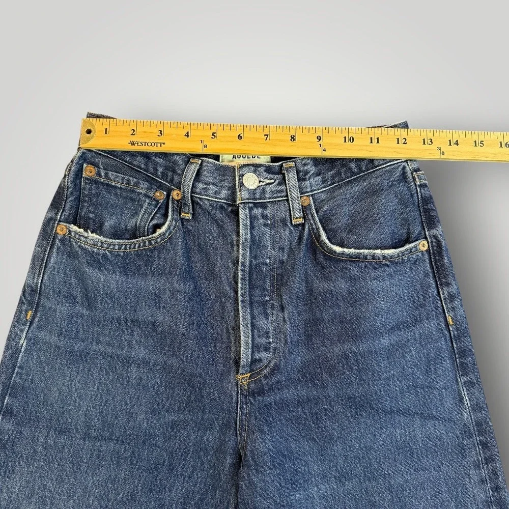 AGOLDE Dame High Rise Wide Leg Jeans‎ Dark Indigo Blue 24